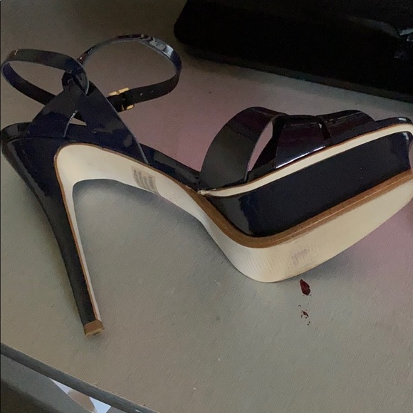 A navy blue Steve Madden high heel shoe. - Picture 6 of 8